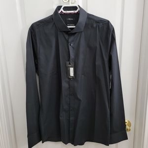 🆕️XL Mens Black SLIM FIT Dress Shirt
